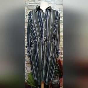 Indulge 2X Striped Long Sleeved Dress